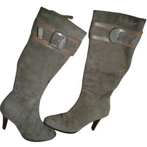 Leather Cole Haan Nike Collaboration Gray Suede Tall Zip Up Boots Size 7.5 AA